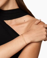 Petite Pavé Initial Chain Bracelet in 18K Yellow Gold with Diamond Q